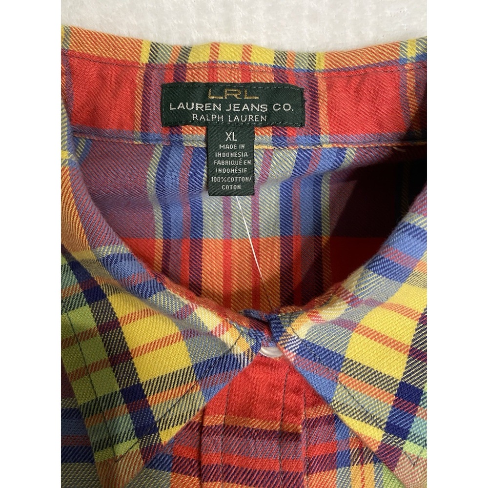 NWT LRL Ralph Lauren Men's XL Classic Fit Bright Plaid Oxford Long Sleeve Shirt - Picture 4 of 11